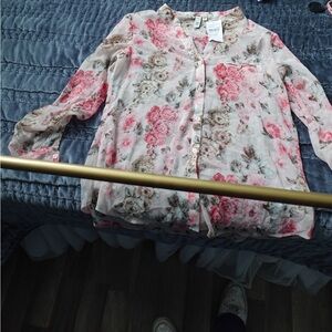 Kut from the Kloth Floral Blouse - Pink and Cream